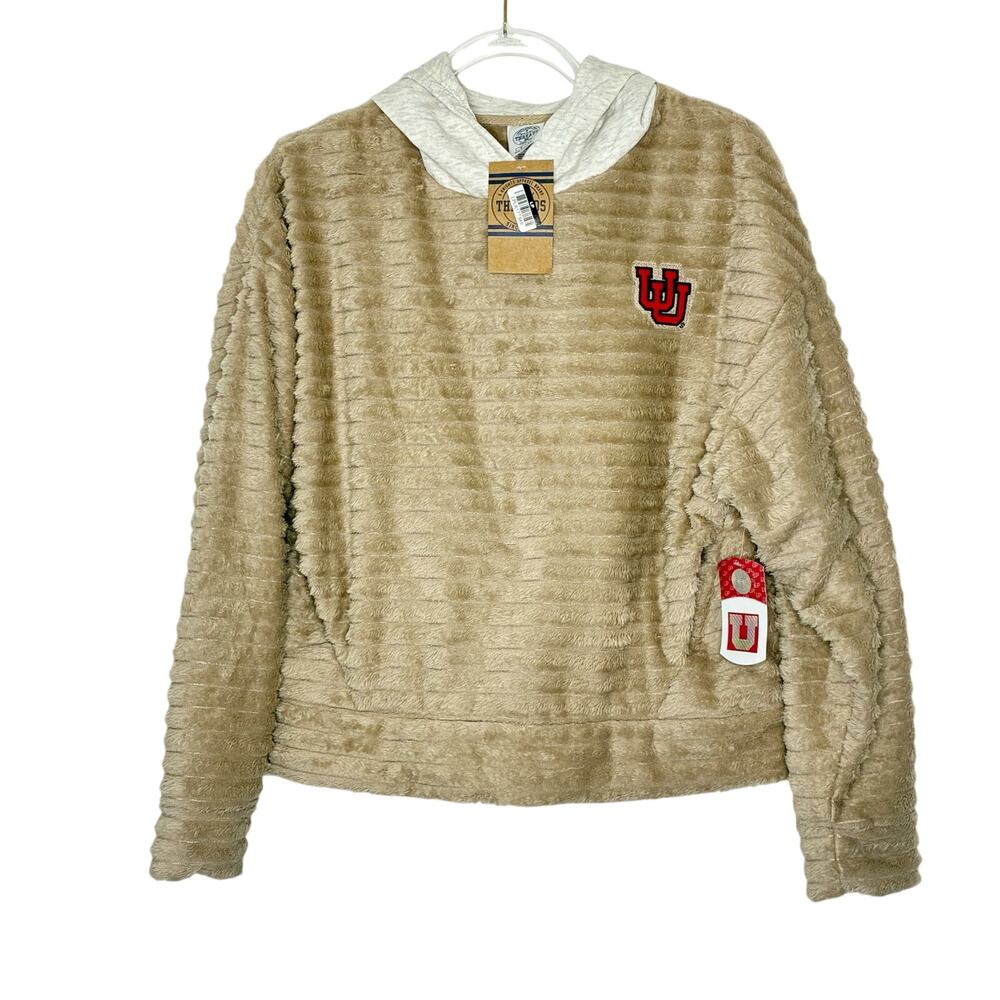 Utah Utes Rivalry Threads Tan Puff Sweatshirt w/Hood NWT Womens Small